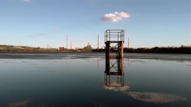 Lagoon Sludge Factory Dolly Camera Movement Wide Shot — Vídeo de stock