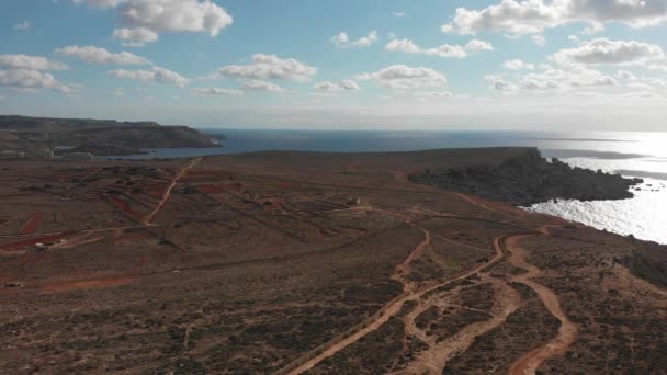 Aerial Drone Video Northern Malta Ghajn Znuber Tower — Stockvideo