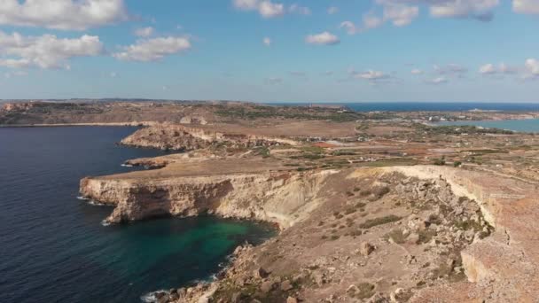 Aerial Drone Video Northern Malta Ghajn Znuber Tower — Stock videók