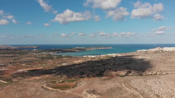 Aerial Drone Video Northern Malta Ghajn Znuber Tower — Stockvideo