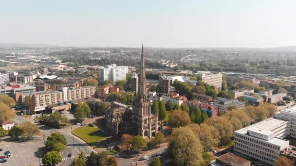 Aerial Mary Redcliffe Church Bristol City England — Wideo stockowe