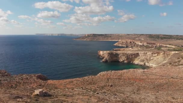 Aerial Drone Video Northern Malta Ghajn Znuber Tower — Wideo stockowe