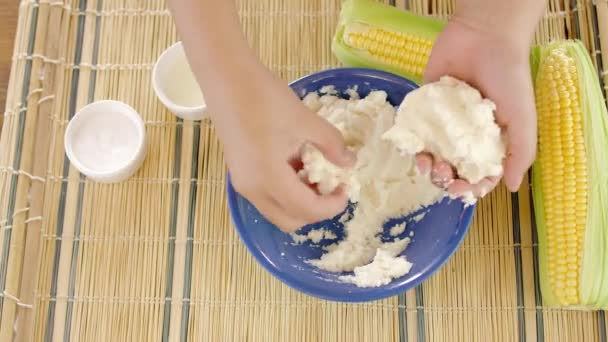 Arepas Venezuelan Dish Made Corn Flour — Stockvideo