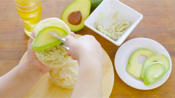 Arepas Venezuelan Dish Made Corn Flour — Stock video