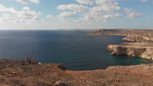 Aerial Drone Video Northern Malta Ghajn Znuber Tower — Stock videók