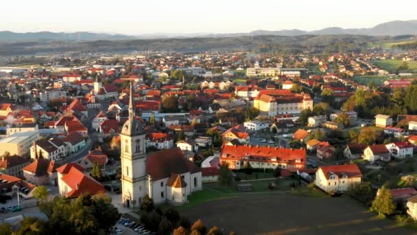 Vue Aérienne Petite Ville Médiévale Européenne Slovenska Bistrica Slovénie Avec — Video