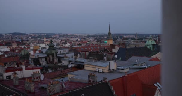 Panoramas Historic City Brno Old Tower Column 180 Degree Panorama — Stockvideo