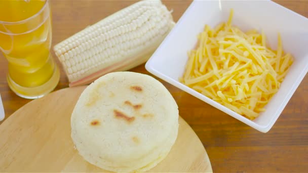 Arepas Venezuelan Dish Made Corn Flour — Stockvideo