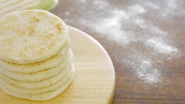 Arepas Venezuelan Dish Made Corn Flour — Vídeos de Stock