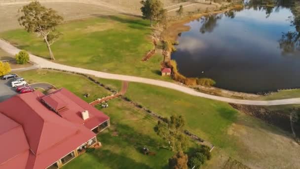 Drone Aerial Winery Calm Autumn Day — Vídeos de Stock