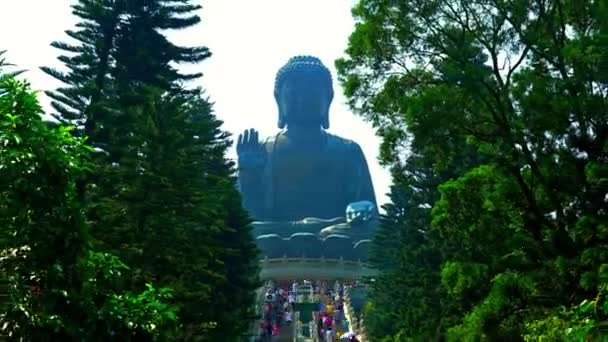 Waktu Berlalu Tian Tian Buddha Besar Dalam Ngong Ping 360 — Stok Video