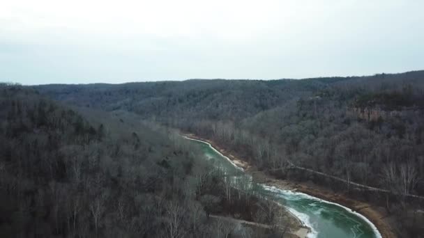 Winter Mountains Bridge Cliff Landscape — Stock Video