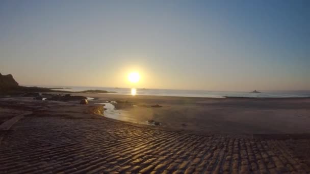 Walk Beach Path View Braye Beach Sunset Jersey — Stok video