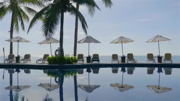 Utomhuspool Med Paraply Och Stol Hotel Resort — Stockvideo