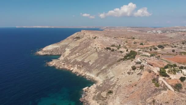 Aerial Drone Video Western Malta Mgarr Area Fomm Rih Bay — ストック動画