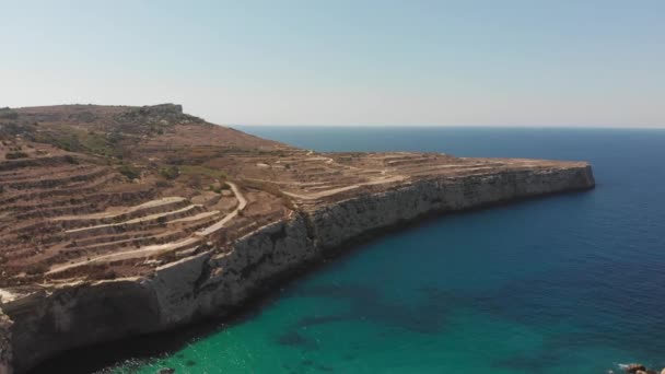 Aerial Drone Video Western Malta Mgarr Area Fomm Rih Bay — Vídeo de Stock