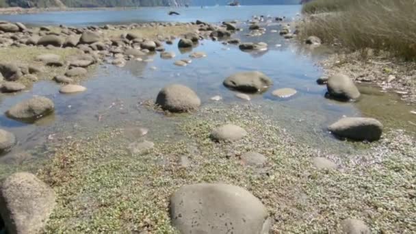 모래와 해변의 샷으로부터 뉴질랜드의 밀퍼드 사운드에 미트레 피크의 광경에 이르기까지 — 비디오