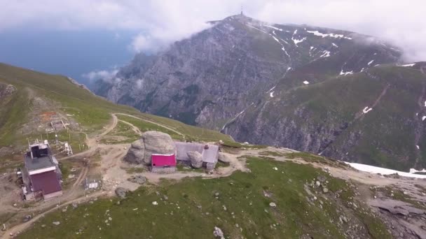 Drone Aerial Shot Landscape View Bucegi Mountains Babele Rocks Geological — 비디오