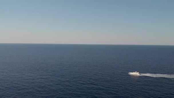 Aerial Boats Crossing Way Mediterranean Sea Mallorca — Wideo stockowe