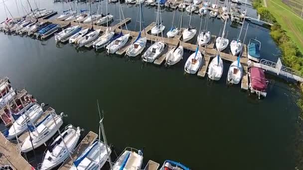 Aerial Footage Sailboat Marina — Vídeo de Stock