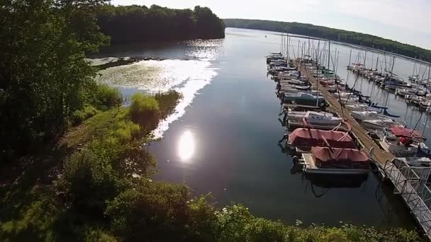 Aerial Footage Sailboat Marina — Vídeo de Stock