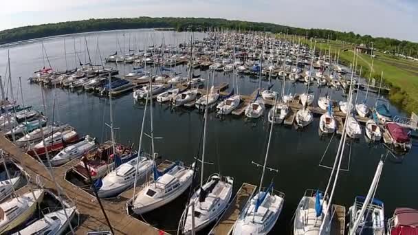 Aerial Footage Sailboat Marina — Stockvideo