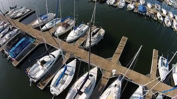 Aerial Footage Sailboat Marina — Vídeo de Stock