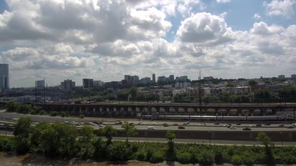Drone Footage Traffic Philadelphia City — Vídeos de Stock
