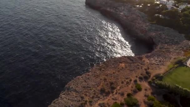 Aerial Reveal Drone Shot Mallorca Coastline Sail Yacht Sea — Stock video