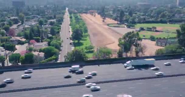 Freeway Timelapse Hyperlapse Style Cirlcing Busy Freeway — Stock Video