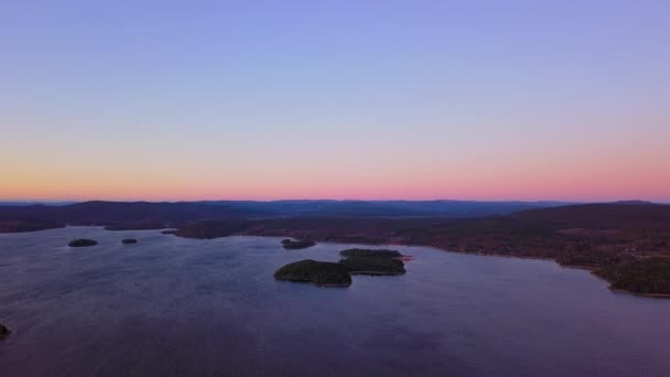 Aerial Drone View Coast Islands Swedish Archipelago Sunny Spring Evening — Vídeos de Stock