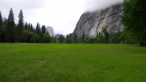 Wanderung Durch Das Yosemite Tal Einem Bewölkten Tag — Stockvideo
