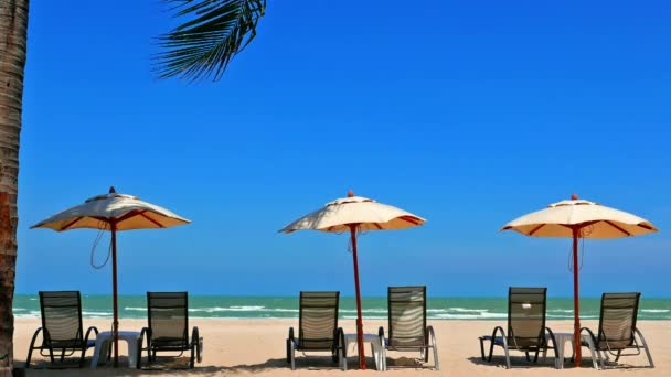 Umbrella Chair Beach Sea Landscape Travel — Vídeo de stock