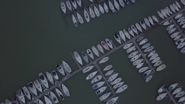 Reveal Shot Stowed Boats Harbour — Stockvideo