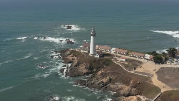 Aerial Pigeon Point Lighthouse Pacific Coast Highway Half Moon Bay — Vídeo de Stock