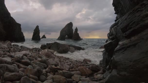 Crohy Head Donegal Ireland Ocean Wave Rocks Sunset — Video