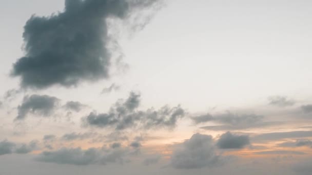 Static Timelapse Dissipating Clouds End Orange Sunset Twilight — Stockvideo