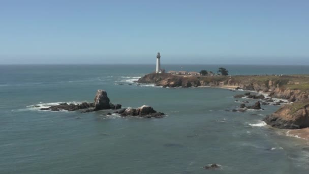 Aerial Pigeon Point Lighthouse Pacific Coast Highway Half Moon Bay — ストック動画