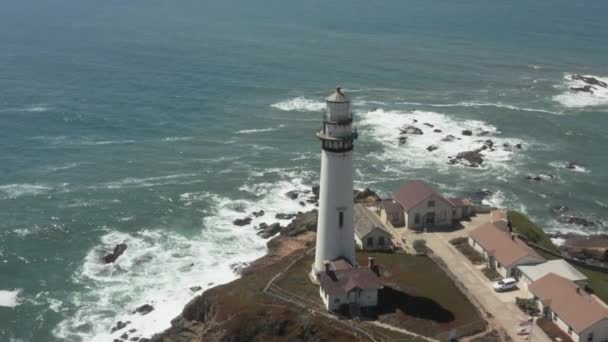 Aerial Pigeon Point Lighthouse Pacific Coast Highway Half Moon Bay — Stock video