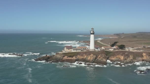 Aerial Pigeon Point Lighthouse Pacific Coast Highway Half Moon Bay — Stockvideo