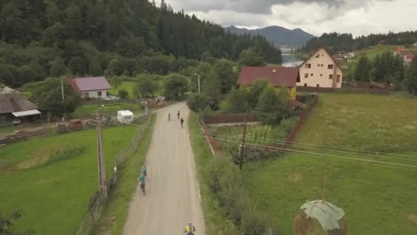 Aerial Panoramic View Colibita Views Lake Nature Tura Copaci Cycling — Stock video