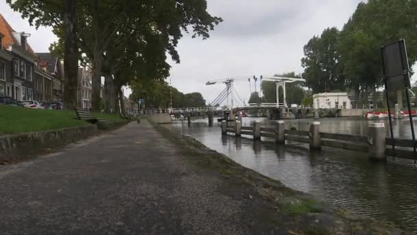 Picturesque Landscape Amsterdam Waterfront Bridge — Vídeos de Stock