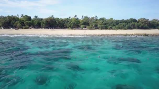 Aerial Forward Tracking Shot Right Turquoise Waters Approaching Beach Balicasag — Stock videók