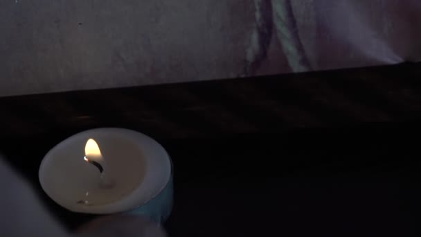 Light Candles Dark Environment — Vídeo de Stock