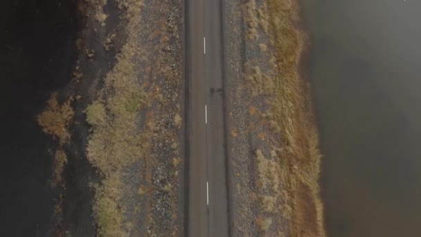 Low Flyover Icelandic Coastal Road — 图库视频影像