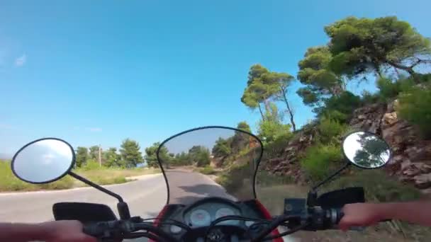 Monter Moto Sur Montagne Penteli Grèce Passer Peu Temps Libre — Video