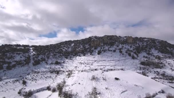 Footage Drone Aerial Snow Mountain Spain Europe — ストック動画