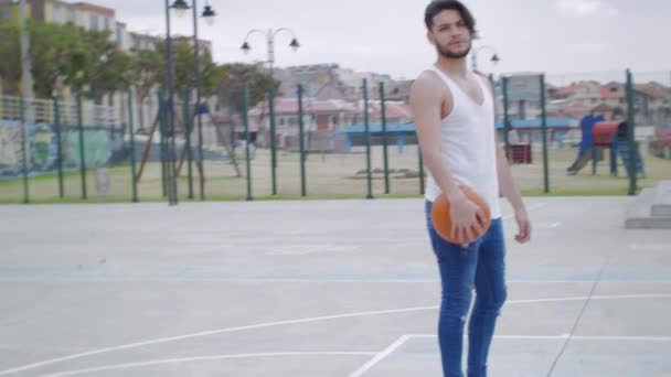 Young Boy Practicing Basket Ball — Video