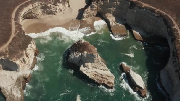 Aerial View Ocean Shark Fin Cove High Way Northern California — ストック動画