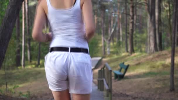 Girl Running Away Forest — Stockvideo